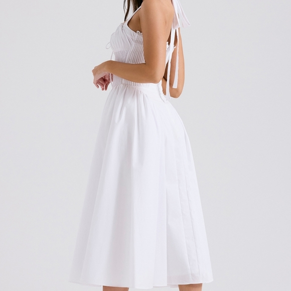HOUSE OF CB Adabella White Cotton Halter Sundress - Picture 8 of 11